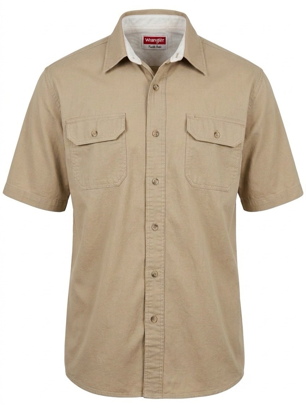 Wrangler Men’s Short-Sleeve Button-Down Shirt in Beige
